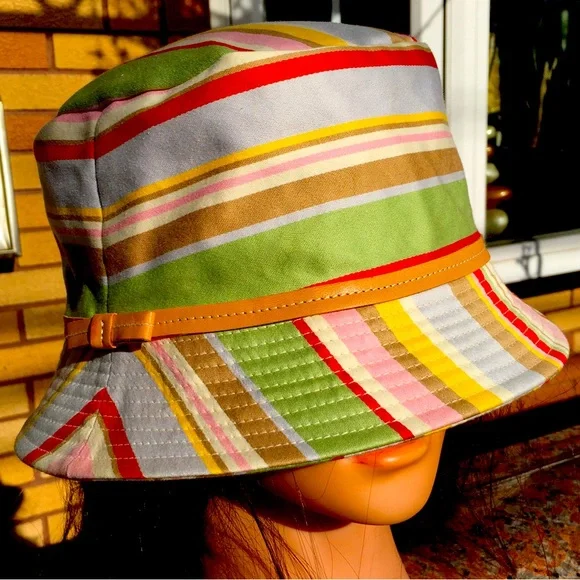 Coach M/L Beautiful Stripe Bucket Hat Vintage Coach purse with matching bucket hat – Ablaze in Color main image 3